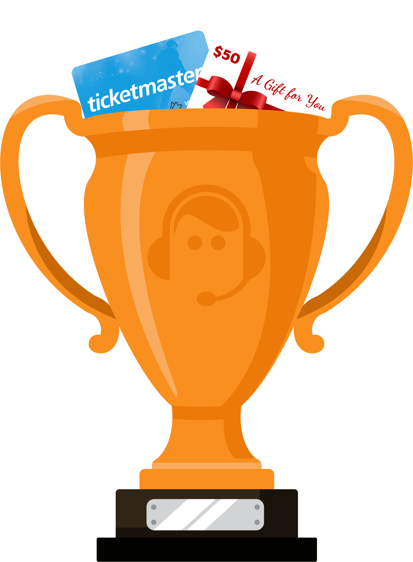 Trophy with gift cards